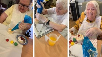Children in Need cake decorating at Derby care home